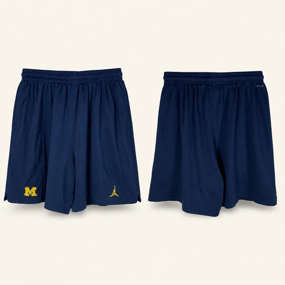 Jordan Michigan Wolverines Dri-Fit Basketball Shorts Navy Mens 3XL Ncaa Gym EUC